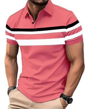 Velmora Men’s Pink Polo T-Shirt – Regular Fit Stylish Casual Wear