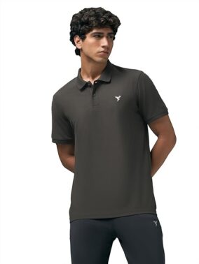 FlexWear Men’s Black Half Sleeve Polo T-Shirt – Slim Fit Activewear