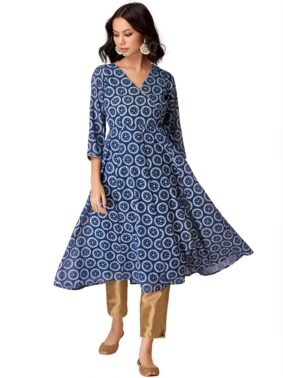 Zyra Women’s Grey Georgette Kurta – Regular Fit Casual Ethnic Wear