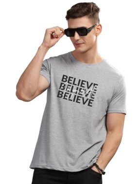UrbanDrip Men’s Grey Printed T-Shirt – Regular Fit Casual Wear