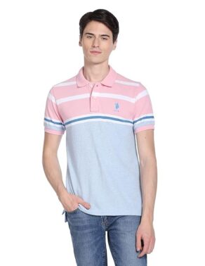 Velmora Men’s Pink Slim Fit Polo T-Shirt – Stylish Casual Wear
