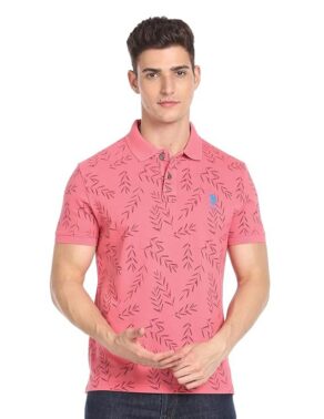 UrbanDrip Men’s Pink Printed Slim Fit T-Shirt – Casual Streetwear