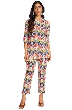 Zyra Women’s Multicolor Georgette Kurta – Regular Fit Casual Ethnic Wear