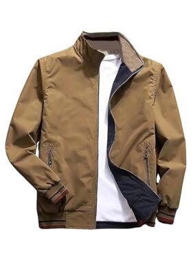 LuxeLayer Men’s Khaki Outdoor Jacket – Durable Premium Style