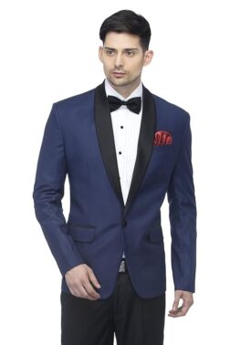 FAVOROSKI Men's Polyester and Viscose Tuxedo Blazers Navy Blue