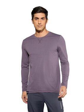 FlexWear Men’s Grey Full Sleeve Crew Neck T-Shirt – Slim Fit Gym & Sports Wear