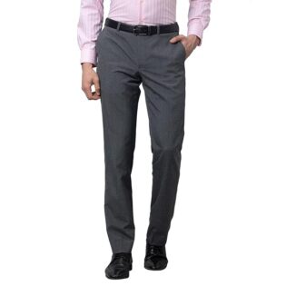 Velmora Men’s Grey Smart Fit Formal Trousers – Poly Rayon Blend Office Wear