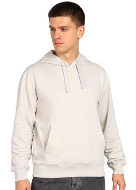 UrbanEdge Men’s Solid Oversized Hoodie – Ice Grey