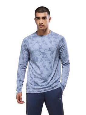FlexWear Men’s Grey Printed Crew Neck T-Shirt – Jacquard Sports Wear