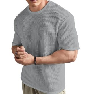 ZStreet Men’s Light Grey Oversized Dotted T-Shirt – Casual Outfit