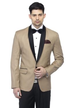 FAVOROSKI Men's Polyester and Viscose Tuxedo Blazers Beige
