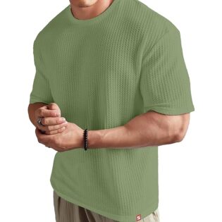 ZStreet Men’s Olive Green Oversized Dotted T-Shirt – Relaxed Fit Style