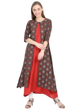 FloraStyle Women’s Cotton Layered Tiered Kurta