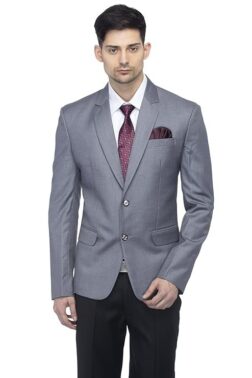 FAVOROSKI Designer Men's Slim Fit Notched Lapel Single Breasted Solid Blazer Grey