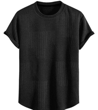 UrbanDrip Men’s Black Oversized Poly Cotton Textured T-Shirt – Classic Street Style Wear
