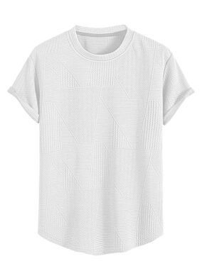 UrbanDrip Men’s White Oversized Poly Cotton Textured T-Shirt – Minimal Summer Streetwear
