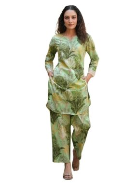 IndiWeave Women’s Cotton Blend Ethnic Kurta Set