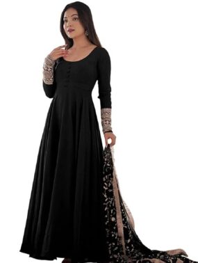 Zariya Women’s Embroidered Anarkali Gown with Dupatta