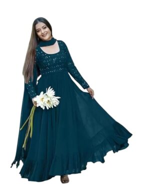 Zariya Women’s Elegant Anarkali Gown with Dupatta