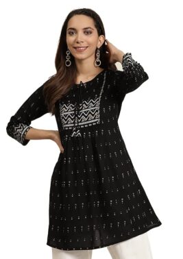 Aarika Women’s Geometric Print Rayon A-Line Kurta