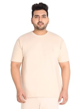 CHKOKKO Men's Plus Size Terry Cotton Loose Fit Half Sleeves T-Shirt