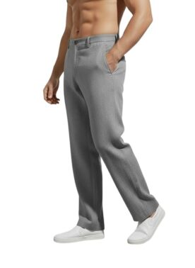 Linen Pants for man | Lower for man | Chinos for Casual Wear |Straight fit Trouser for Men | Elastic Waist Brethable Summer Pants for Regular, Office Wear