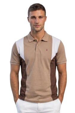 Louis Philippe Men's 100% Cotton Pique Fabric Color Block Polo Tshirt