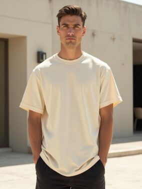 Nobero 100% Cotton Oversized T Shirts for Men Stylish | Oversized Fit | Solid T Shirts for Men 180 GSM Combed Cotton | Round Neck Half Sleeve