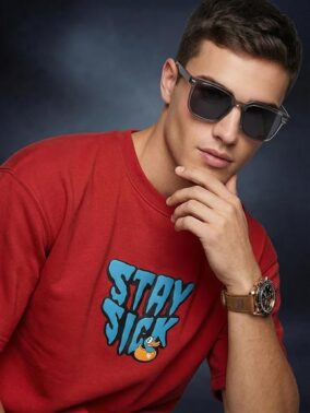 Veirdo Men’s Oversized T-Shirt | 240 GSM | Pure Cotton | Drop Shoulder | Round Neck | Half Sleeve Graphic Puff Print | Summer Casual Streetwear Loose Fit Tee