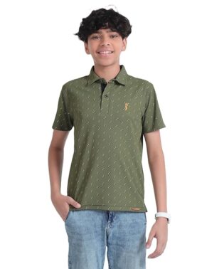 STELLERS Boy's Printed Polo T-Shirt | Wrinkle Free | Quick Dry | Lightweight | Anti-Static | Soft Feather Touch Feel